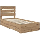  Krevetna konstrukcija s ladicama Umjetnički hrast 90 x 190 cm Smeđa 190 x 93 x 100 cm | Shoptok.si