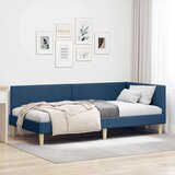 vidaXL Kotna postelja Drugo Modra 90 x 200 cm Tkanina in oblikovan les | Shoptok.si