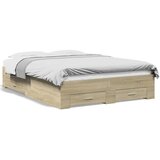  Okvir za krevet s ladicama boja hrasta 135x190 cm drveni | shoptok.hr