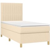 vidaXL Box spring postelja z vzmetnico LED krem 90x190 cm bl | Shoptok.si