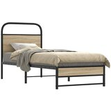 vidaXL Posteljni okvir brez vzmetnice 75x190 cm dim. hrast inž. les Cene