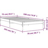  Okvir za krevet smeđi hrast 75x190 cm konstruirano drvo i metal | shoptok.hr