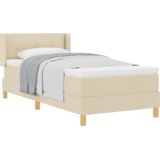 Postelja z vzmetnico z vzmetnico krema 200 x 100 cm Poliester, (5000128432) | Shoptok.si