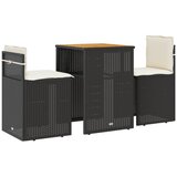  3-dijelni bistro set s jastucima crni od poliratana | shoptok.hr