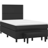  The Living Store Boxspring postelja z vzmetnico črna 120x190 cm umetno usnje - Box Spring Postelja, (21446454) Cene