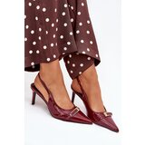 Boto Lacquered Stiletto Heels With Gold Buckle Bordeaux Vivae | shoptok.hr