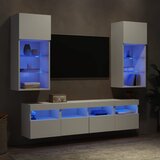 vidaXL 5-dijelni zidni TV elementi s LED bijeli od konstruiranog drva Cijene