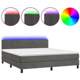  box spring s madracem LED tamnosivi 160x200 cm baršun | shoptok.hr