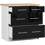 AKORD Oliwia Kuhinjska Spodnja Omarica, 3 Predali In Delovni Pult, Bela/Črna V Visokem Sijaju, (5000333176) | Shoptok.si