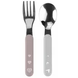 BabyOno Be Active Stainless Steel Spoon and Fork pribor Pastel 12 m+ 2 kos