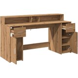 vidaXL Pisalna miza z LED lučkami artisan hrast 160x55x91 cm inž. les | Shoptok.si