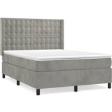 The Living Store Box spring postelja z vzmetnico svetlo siva 140x200 cm žamet - Box Spring Postelja, (21491903) | Shoptok.si