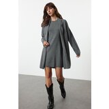 Trendyol Anthracite Mini Knit Dress-Cardigan cene