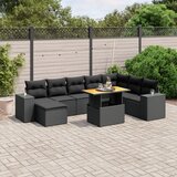 vidaXL 9-dijelni set vrtnih sofa s jastucima crni od poliratana | shoptok.hr