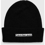 Calvin Klein Jeans Volnena kapa črna barva,