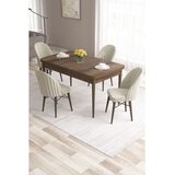 Hanah home trpezarijski set Roz, sto na razvlačenje i 4 stolice, ploča u dekoru drveta Baroque, krem tkanina Babyface | Eponuda.com