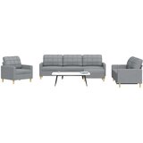  4-dijelni set sofa s tabureom svjetlosivi od tkanine | Eponuda.com
