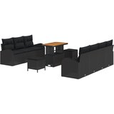 vidaXL 10-delni set vrtnih sof z blazinami črn poli ratan akacija, 2-sedežna vrtna sofa s shranjevanjem in blazinami črn poli ratan, 3-delni vrtni jedilni set z blazinami črn poli ratan akacija Cene