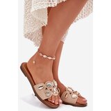 Boto Women's Flat Sandals With Golden Pins Beige Nalothiel | Shoptok.si