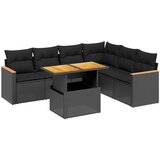 vidaXL Vrtna sedežna garnitura 7-delna z blazinami črn poli ratan, (21094202) | Shoptok.si