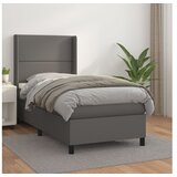  Box spring postelja z vzmetnico siv 100x200 cm umetno usnje | Shoptok.si