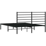 vidaXL Kovinski posteljni okvir z vzglavjem črn 150x200 cm | Shoptok.si