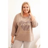 Kesi Włoski Women's Plus Size washed hoodie with a print graphite Cijene