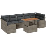 vidaXL 8 kom. Garden Sofa Set s jastučićima siva poli ratan, Dvosjedna vrtna sofa s pohranom i jastučićima siva poli ratan | shoptok.hr