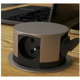 Utičnica pop up okrugla 100mm 4x schuko siva