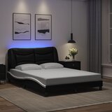 Furnova Posteljni okvir z LED lučkami črno bel 140x200 cm umetno usnje, (21939100) Cene