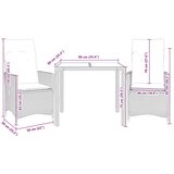  3-dijelni bistro set s jastucima bež od poliratana 90 x 90 x 75 cm | Shoptok.si