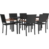  7-dijelni vrtni blagovaonski set od poliratana crni | shoptok.hr