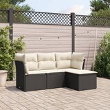 vidaXL 4-dijelni set vrtnih sofa od poliratana s jastucima crni Cijene