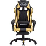 vidaXL racing stol z oporo za noge zlato in črno umetno usnje | Shoptok.si