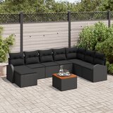 vidaXL set od 9 vrtnih sofa s jastučićima crni poli ratan i acacia Cijene