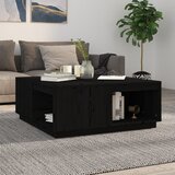 The Living Store Klubska mizica črna 100x101x40,5 cm trdna borovina - Klubska Mizica, (21573424) Cene