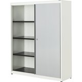mauser Omara z drsnimi vrati, VxŠxG 1516 x 1200 x 432 mm, jeklena plošča, 3 police, čista bela / aluminijasto siva / čista bela | Shoptok.si