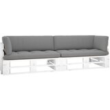 The Living Store Kavč dvosed iz palet z blazinami bela impregnirana borovina - Kavč Iz Palet, (21484220) | Shoptok.si