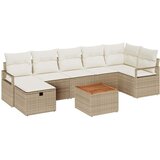 vidaXL Vrtna sedežna garnitura z blazino 8 pcs Bež Poly ratan, (5000144690) | Shoptok.si