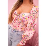 Kesi Włoski Women's floral Spanish blouse, long sleeve light pink | shoptok.hr
