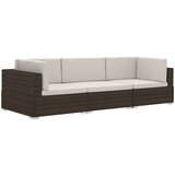 Maison Chic Seti vrtnega pohištva - Vrtna garnitura - Vrtni pohištvo set z blazinami 3-delna poli ratan rjava, (21797609) | Shoptok.si