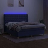  Box spring postelja z vzmetnico LED modra 160x200 cm blago, (20898988) | Shoptok.si