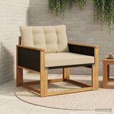  Set vanjskih sofa Čvrsto drvo akacije i Textilene Prirodna - Prirodno i bež Crni rattan | shoptok.hr