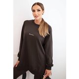 Polski Women's cotton set sweatshirt and leggings with the inscription Minimal brown Cene