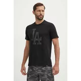 47 Brand Bombažna kratka majica MLB Los Angeles Dodgers moška, črna barva, BB012TEMIME601215JK
