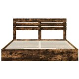  Postelja s shranjevanjem z vzglavjem Dimljeni oreh 180 x 200 cm, (5000105807) | Shoptok.si