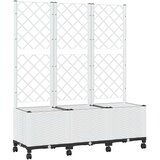  Vrtni saksija s rešetkom i kotačima Bijela 120 x 40 x 146 cm PP | shoptok.hr