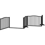 vidaXL Ograda za pse z vrati zložljiva 8 panelov črna 640 cm les | Shoptok.si