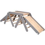 MeowBaby Sivi/prirodno obojeni trokut od borovine 265x61x60 cm Montessori - Cijene