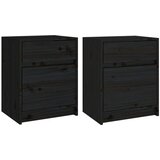  Nočna omarica 2 kosa črna 40x31x50 cm trdna borovina, (20733879) | Shoptok.si